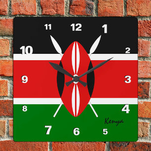 Horloge Carrée Kenya Horloge, maison patriotique, Drapeau kenyan