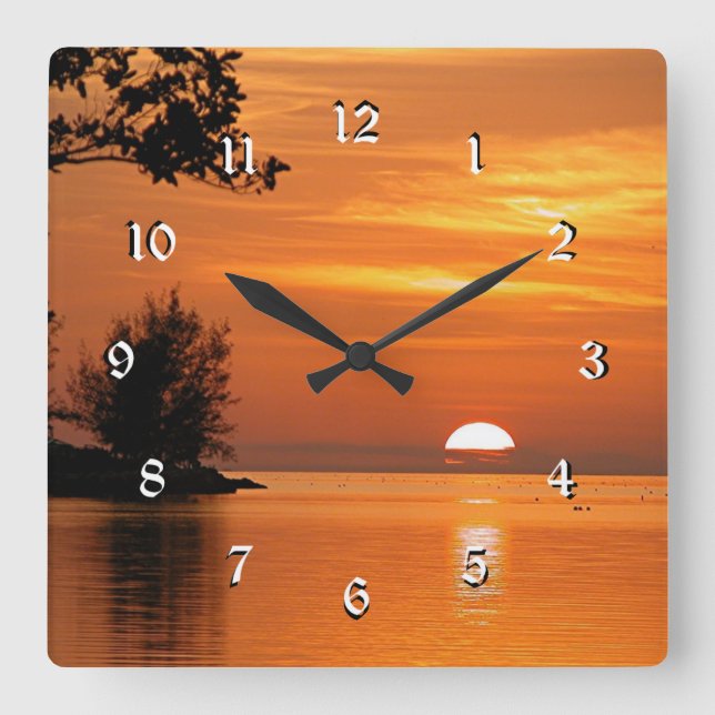 Horloge Carrée Key West, coucher de soleil de Floride (Recto)