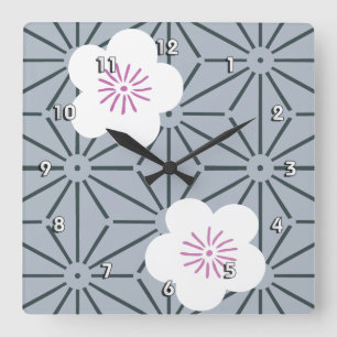 Horloge Carrée Kimono japonais Floral Art Motif