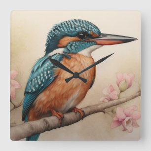 Horloge Carrée Kingfisher Bird