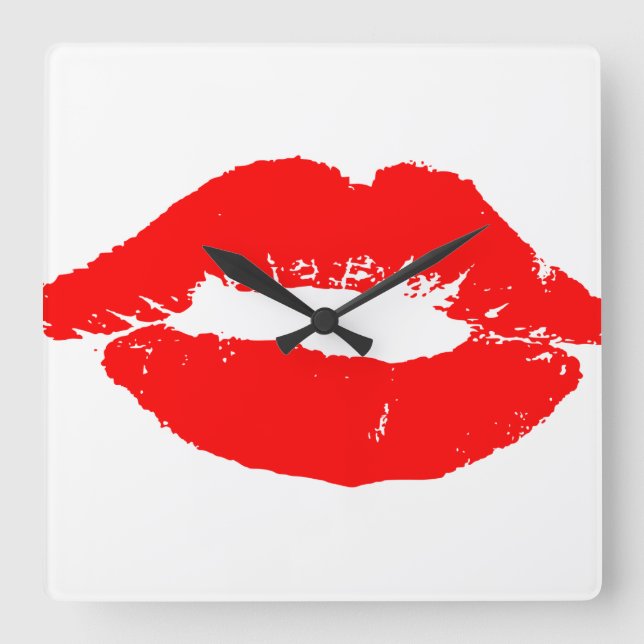 Horloge Carrée Kiss Lips Red Lipstick Losion Passion Valentine (Recto)