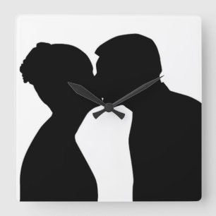 HORLOGE CARRÉE KISSING COUPLE