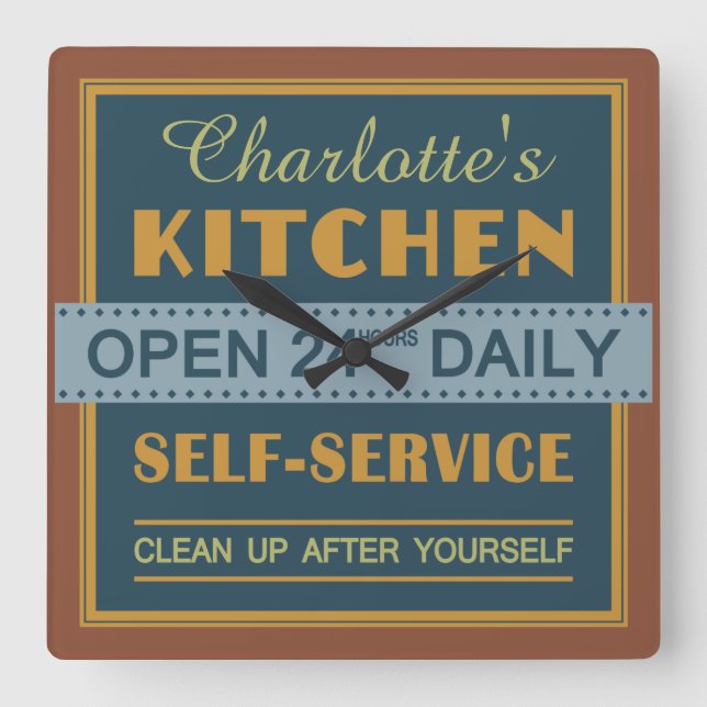 Horloge Carrée Kitchen - custom name - wall clock (Recto)