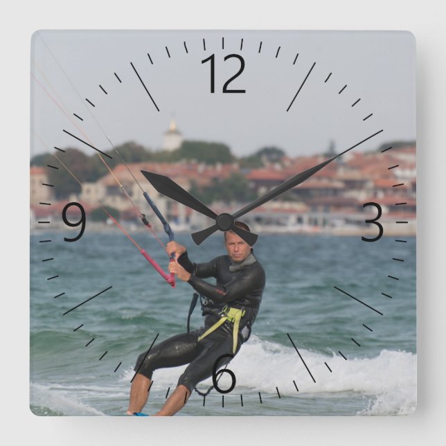 Horloge Carrée Kitesurfing (Recto)
