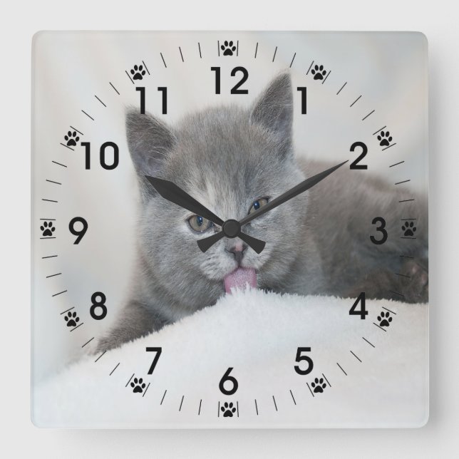 Horloge Carrée Kitts gris Licking Neige (Recto)