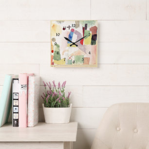 Horloge Carrée Klee - Aquarelle pathétique,