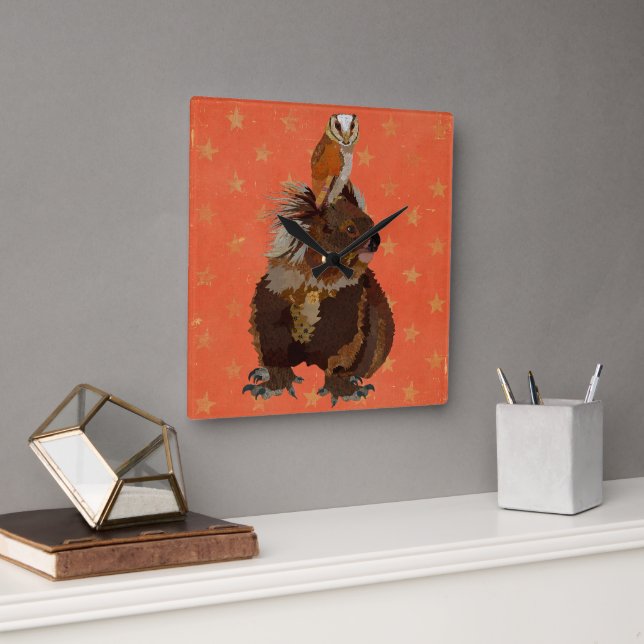 HORLOGE CARRÉE KOALA BEAR & OWL (Bureau)