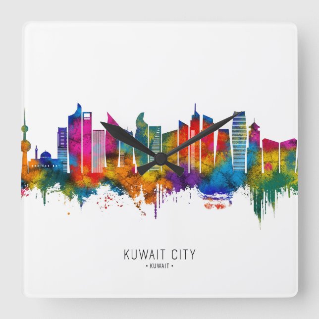 Horloge Carrée Kuwait City Kuwait Skyline (Recto)