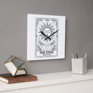 Horloge Carrée La Carte de Tarot Stoïque