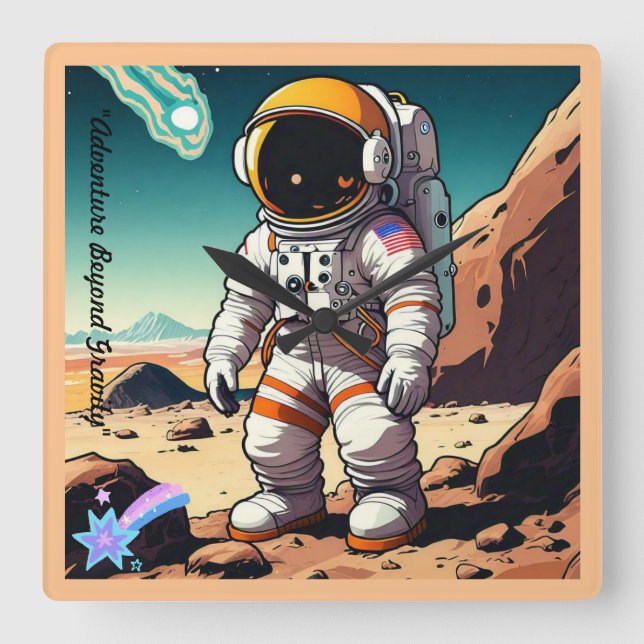 Horloge Carrée "La chasse aux rêves célestes" (Recto)