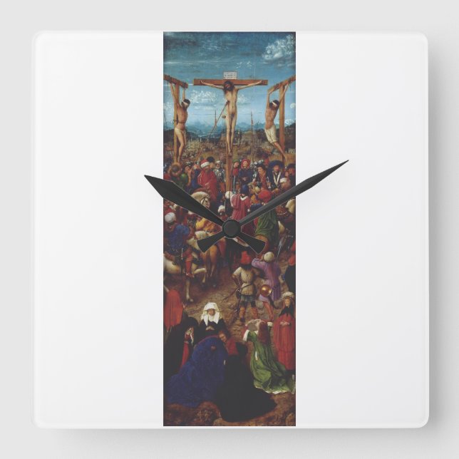 Horloge Carrée La Crucifixion de Van Eyck (Recto)