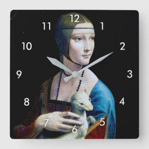 Horloge Carrée La Dame avec une mine, Léonard de Vinci