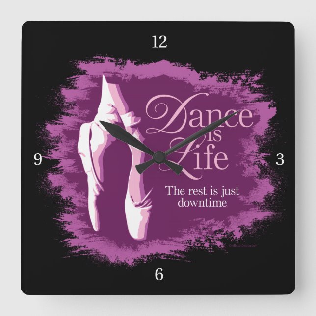 Horloge Carrée La danse est la vie (Recto)