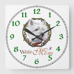 Horloge Carrée La fête des mères Westie