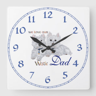 Horloge Carrée La fête des pères Westie