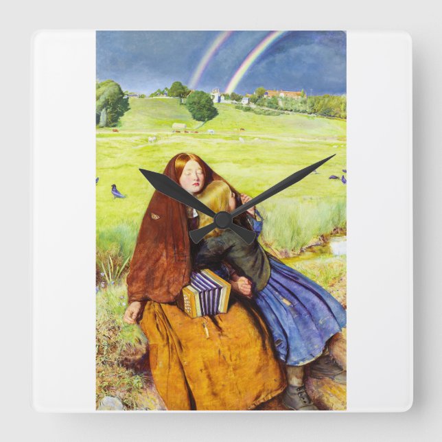 Horloge Carrée La fille aveugle par John Everett Millais (Recto)