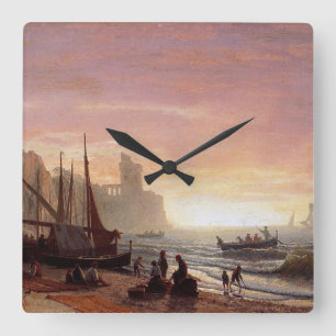Horloge Carrée La flotte de pêche d'Albert Bierstadt