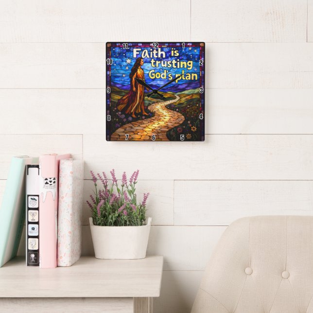 Horloge Carrée La foi fait confiance au plan de Dieu.Proverbes 3: (Salle de lecture)