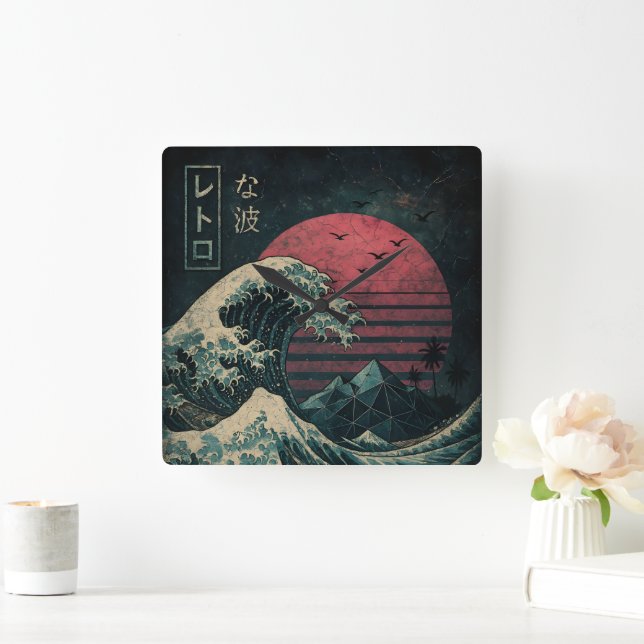 Horloge Carrée La Grande Classique de la Vague Rétro (Maison)