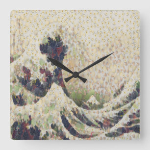 Horloge Carrée La Grande Vague De Melon Honeydew Belle OEuvre D'A