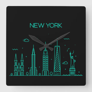 Horloge Carrée la ligne d'horizon de New York
