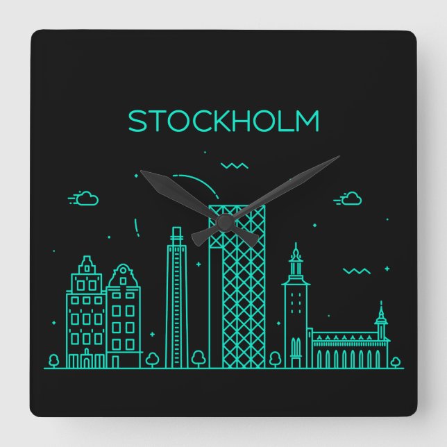 Horloge Carrée la ligne d'horizon de Stockholm (Recto)