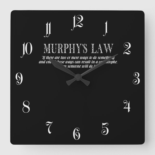 Horloge Carrée La loi de Murphy (Recto)