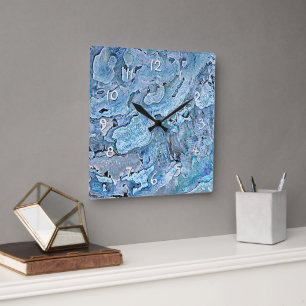 Horloge Carrée La mer bleue pourpre chic mignonne Shell de Faux