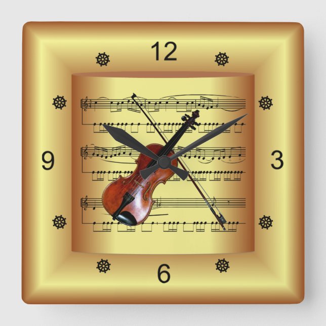 Horloge Carrée La musique de Violin (Recto)