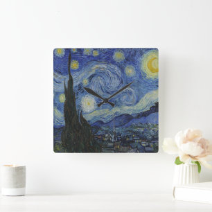 Horloge Carrée La nuit étoilée de Van Gogh
