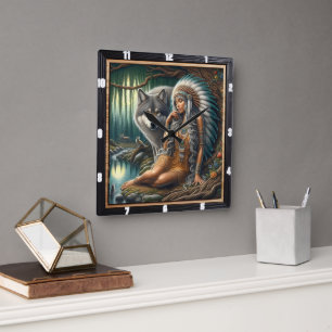 Horloge Carrée La paix intemporelle des autochtones : l'art de l'