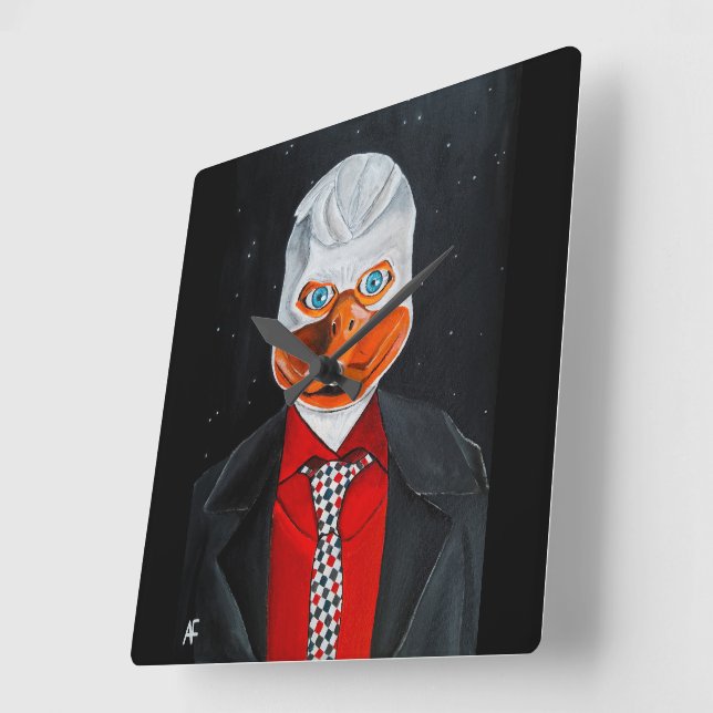 Horloge Carrée La peinture du canard par Alfred Fox (Angle)