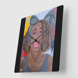 Horloge Carrée La peinture The Voice par Alfred Fox