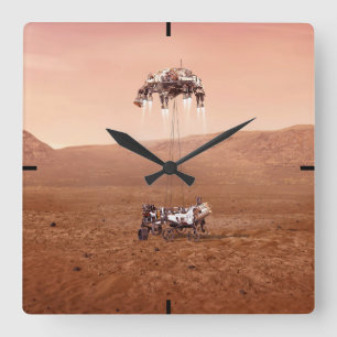 Horloge Carrée La Persévérance Arrive En Toute Sécurité Sur Mars.