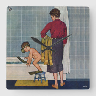 Horloge Carrée La plongée dans le bain à remous