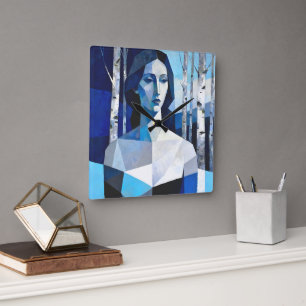 Horloge Carrée La Pose de « Caelith » – Un Portrait Abstrait