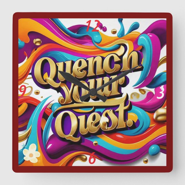 Horloge Carrée "La quête commence" (Recto)