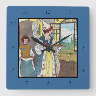 Horloge Carrée La Reine des Coeurs Fit Des Tartes, La Petite Rhym