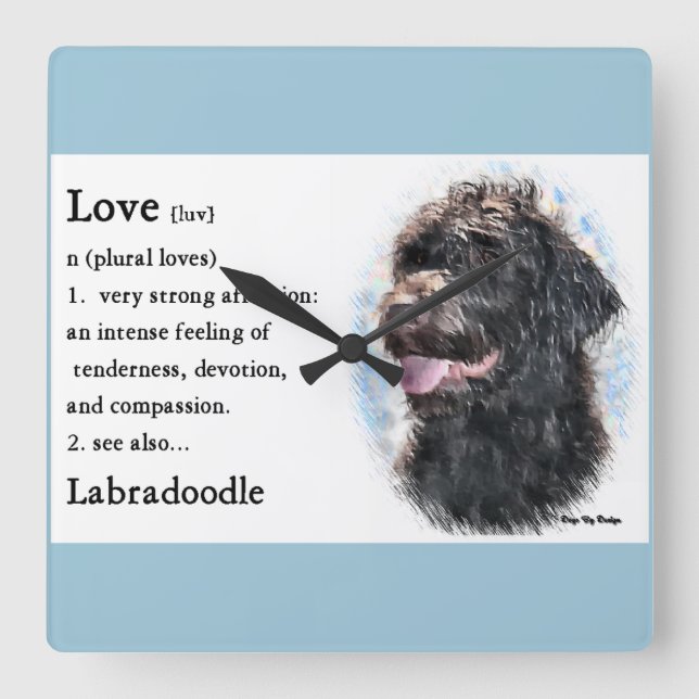 Horloge Carrée Labradoodle L'amour est des cadeaux (Recto)