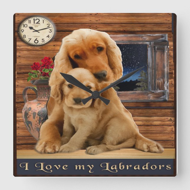 Horloge Carrée Labrador retriever art clock (Recto)