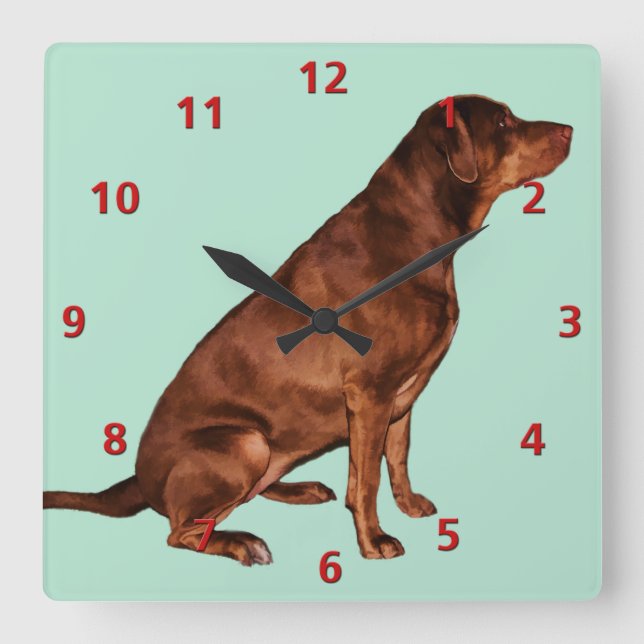 Horloge Carrée Labrador Retriever Dog Clock Customizable (Recto)