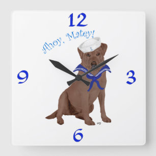Horloge Carrée Labrador Retriever marron au chocolat