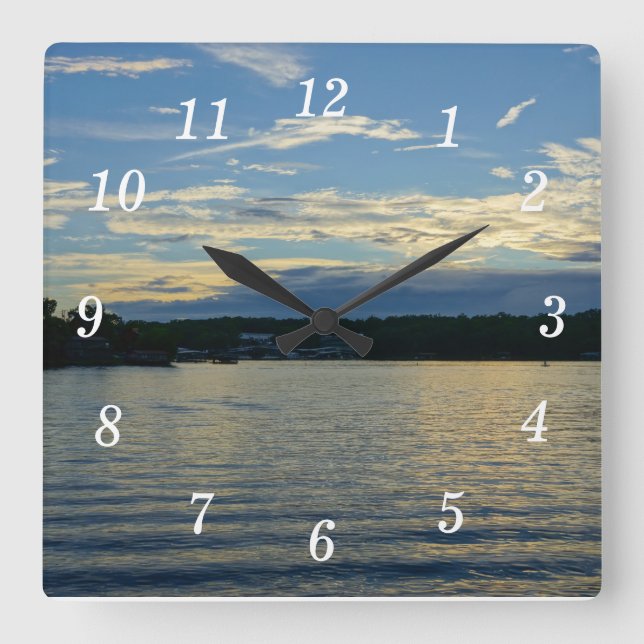 Horloge Carrée Lac De L'Ozarks Blue Sunset (Recto)