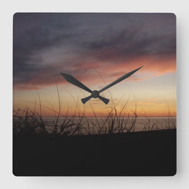 Horloge Carrée Lac Michigan Sunset Acrylic Wall Clock (Recto)