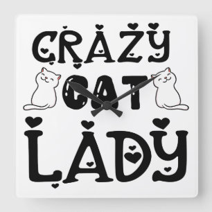 HORLOGE CARRÉE LADY EN CHAT NOIR ET BLANC, CRASY, DIT :