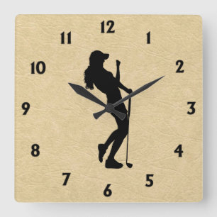 Horloge Carrée Lady Golf Sports Design Revêtement en cuir