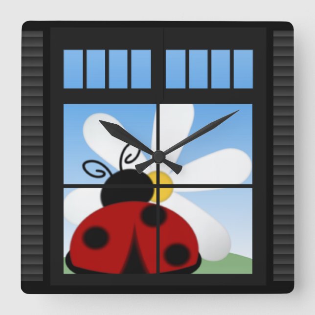 Horloge Carrée Ladybug Wall (Recto)