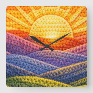 Horloge Carrée Laine acrylique