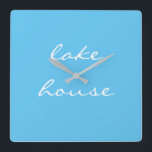 Horloge Carrée Lake House Sky Blue Aqua White Elegant Cool Grey<br><div class="desc">Designed with beautiful sky blue background,  this is perfect for venin and home decor for lakeshore homes or new homes. You may change the background color if you wish !</div>