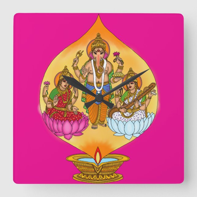 Horloge Carrée Lakshmi Ganesh Wall Clock (Recto)